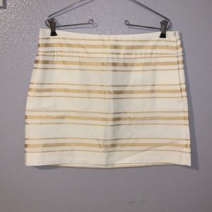J Crew white gold striped formal office pencil skirt